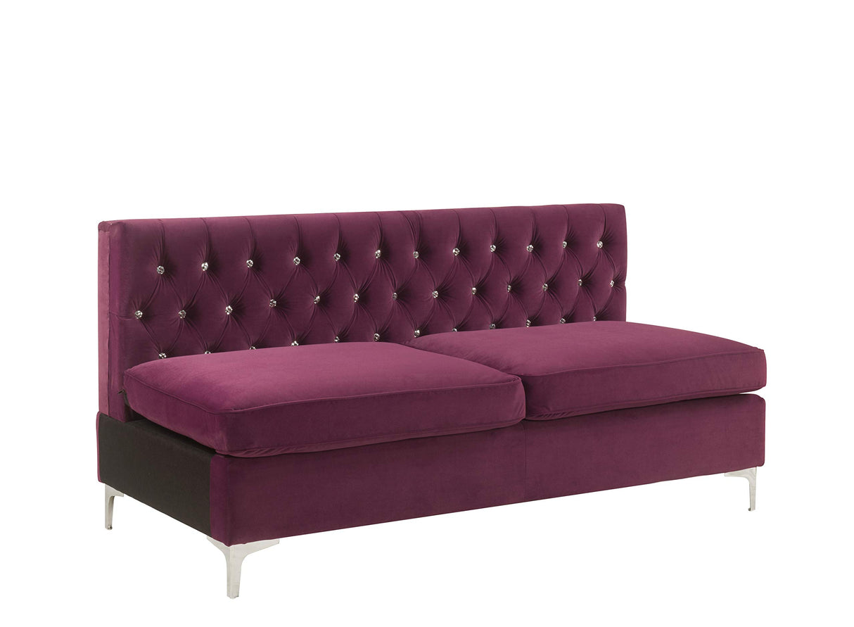 Acme Furniture Jaszira Modular - Armless Sofa in Burgundy Velvet Acme