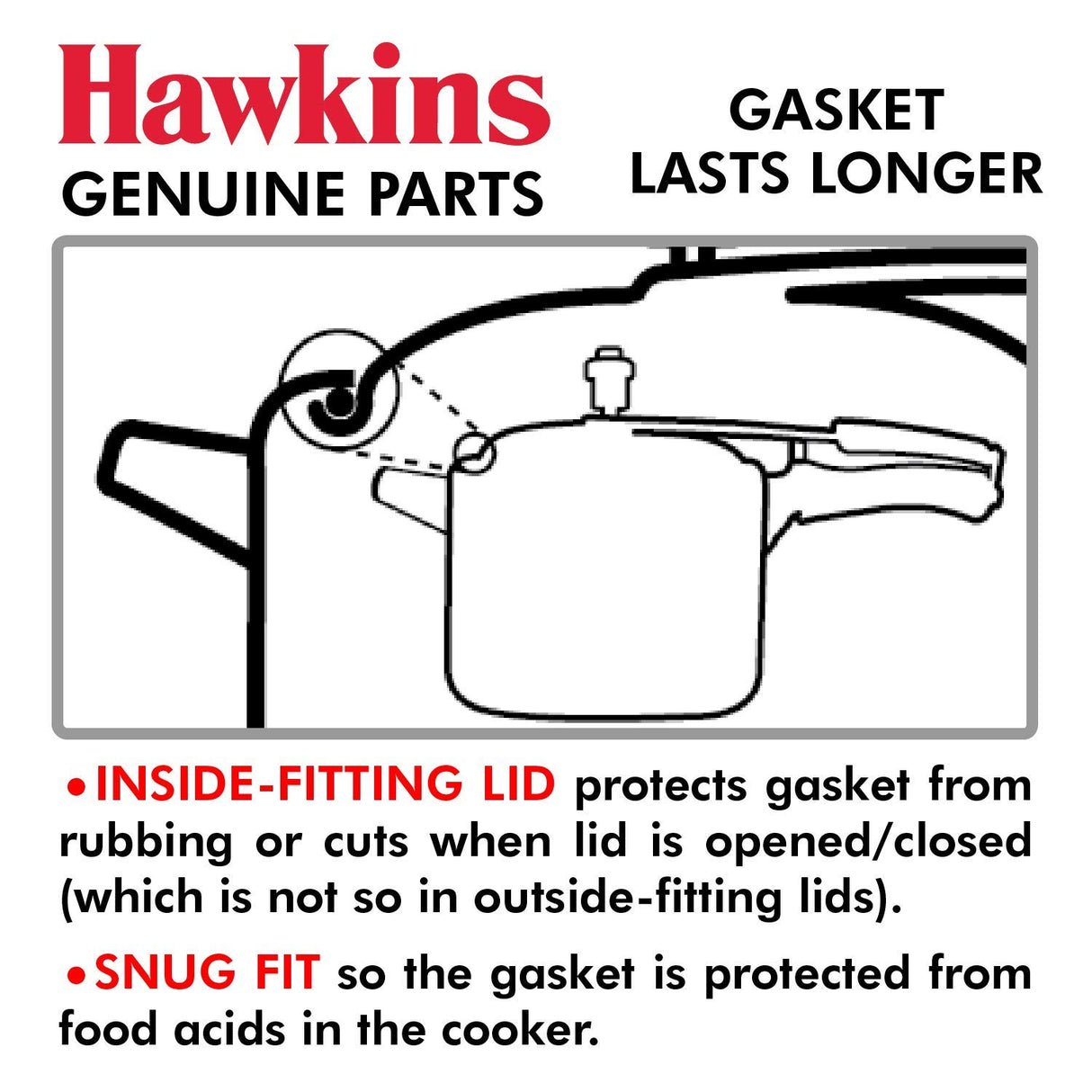 Hawkins Gasket for 3.5 to 8-Liter Pressure Cooker Sealing Ring, Medium, Black HAWKINS