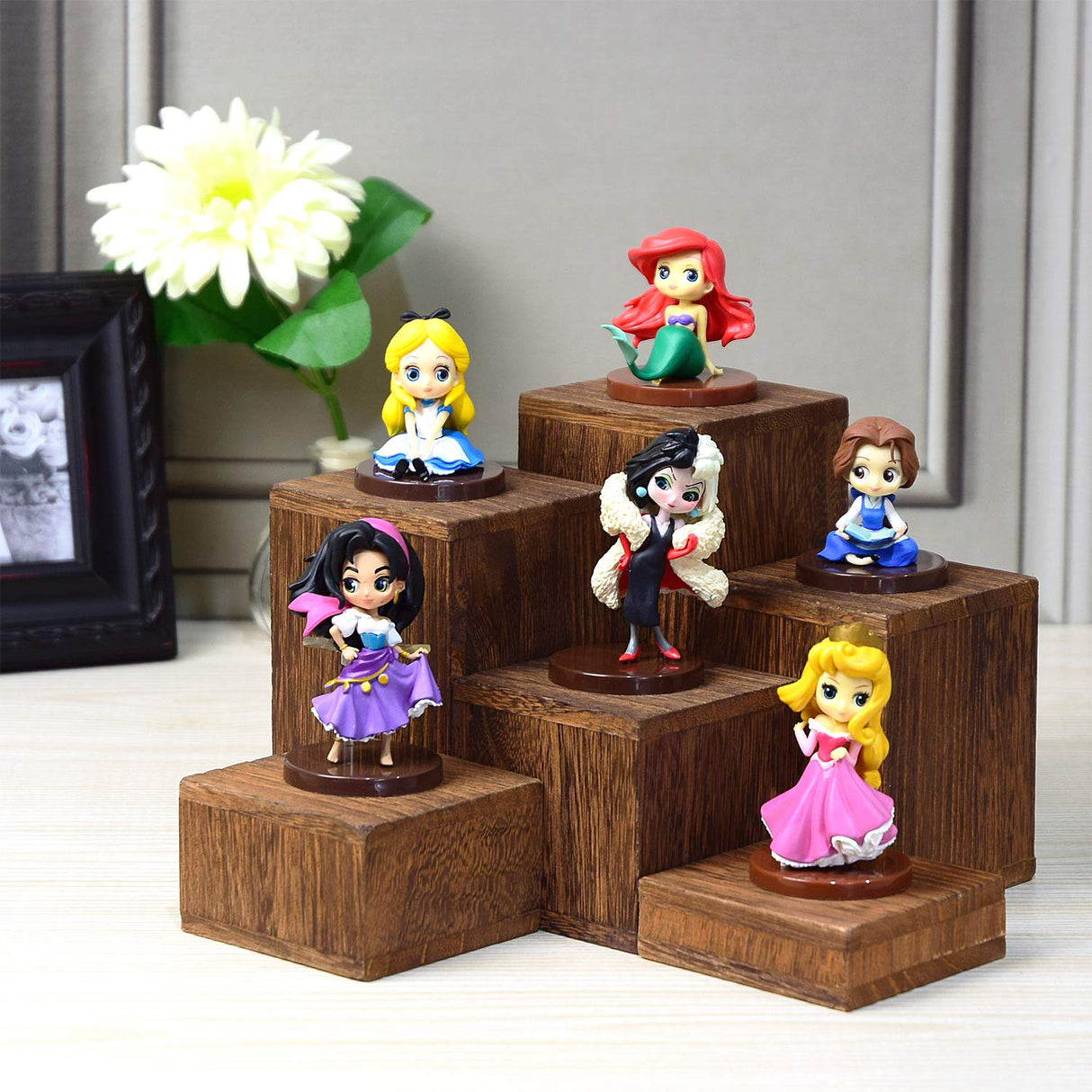 MOOCA Wooden 6 Pcs Square Risers for Display Jewelry and Accessories Display Stand Wooden Display Risers, Wood Jewelry Risers Wood Figurine Display MOOCA