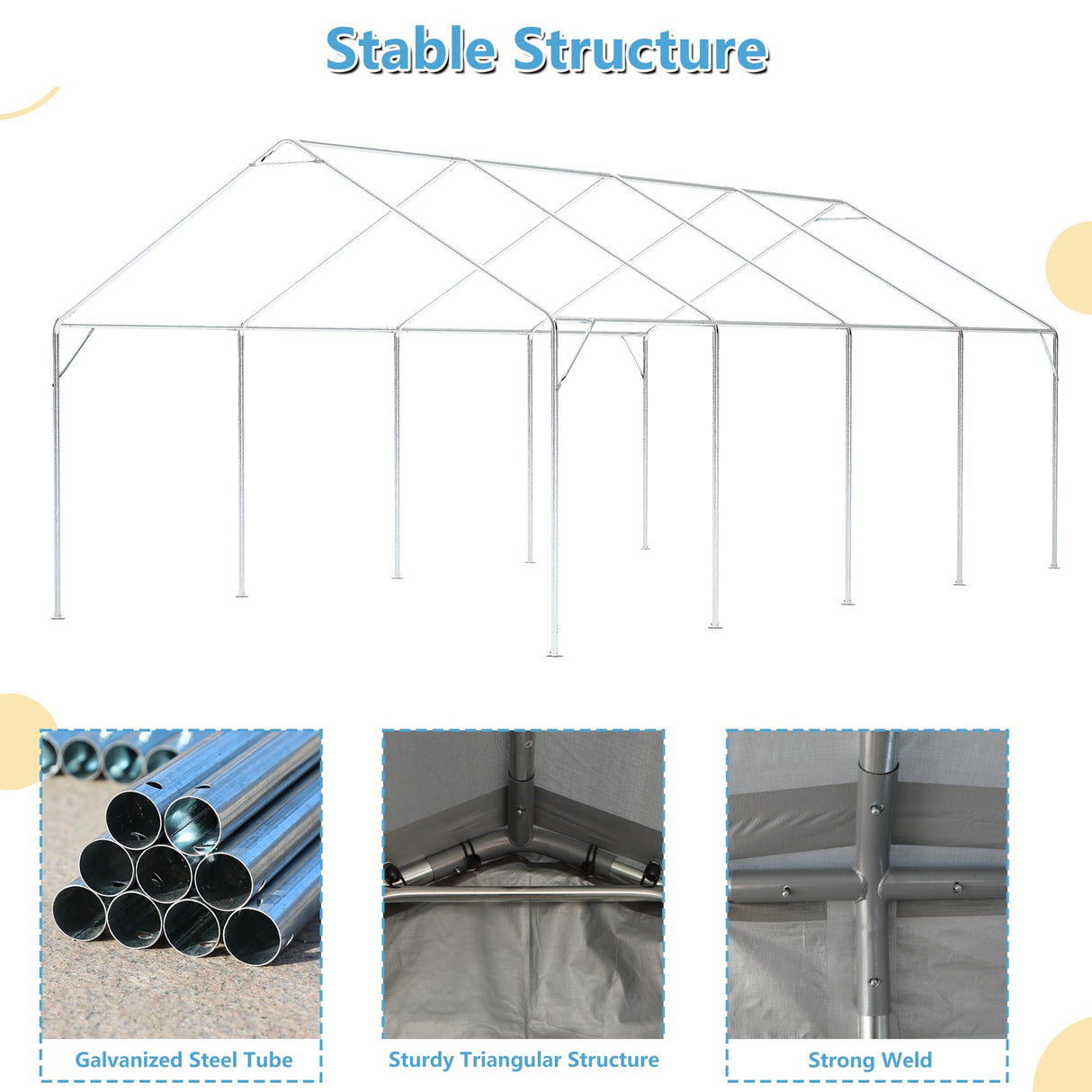 Thanaddo Carport 13'x 25' Heavy Duty Car Port with Roll-up Sidewall and Ventilated Windows with Removable Sidewalls,Portable Outdoor Garage for Car,Truck,Boat,Car Canopy,Gray Carports Thanaddo