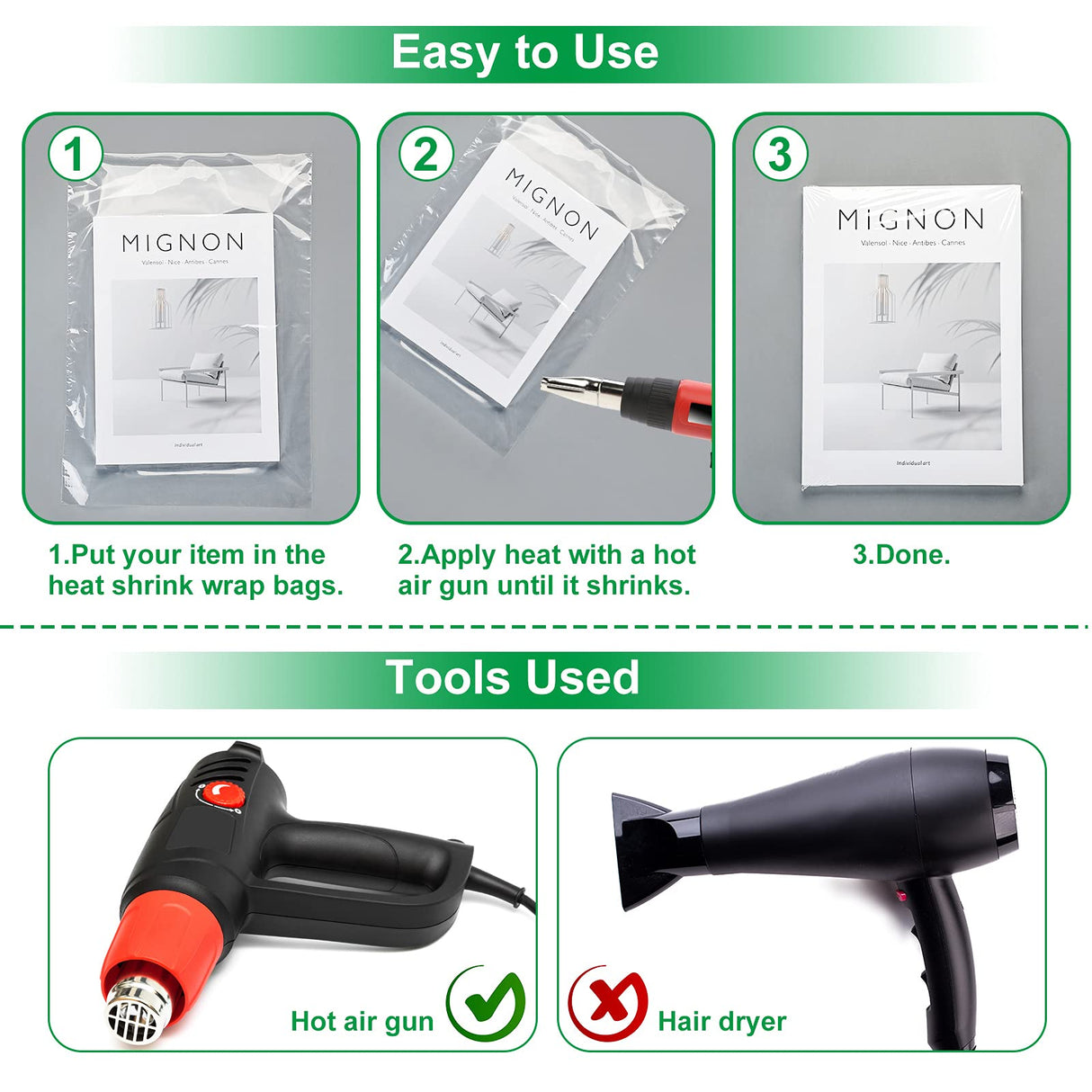 250 Pieces Heat Shrink Wrap Bags 4 x 6 Inch, 7 x 10 Inch, 10 x 14 Inch Clear Heat Shrink Film Wrap POF Heat Shrink Wrap for Homemade DIY Packaging Soap Candle Bath, 3 Sizes Gersoniel