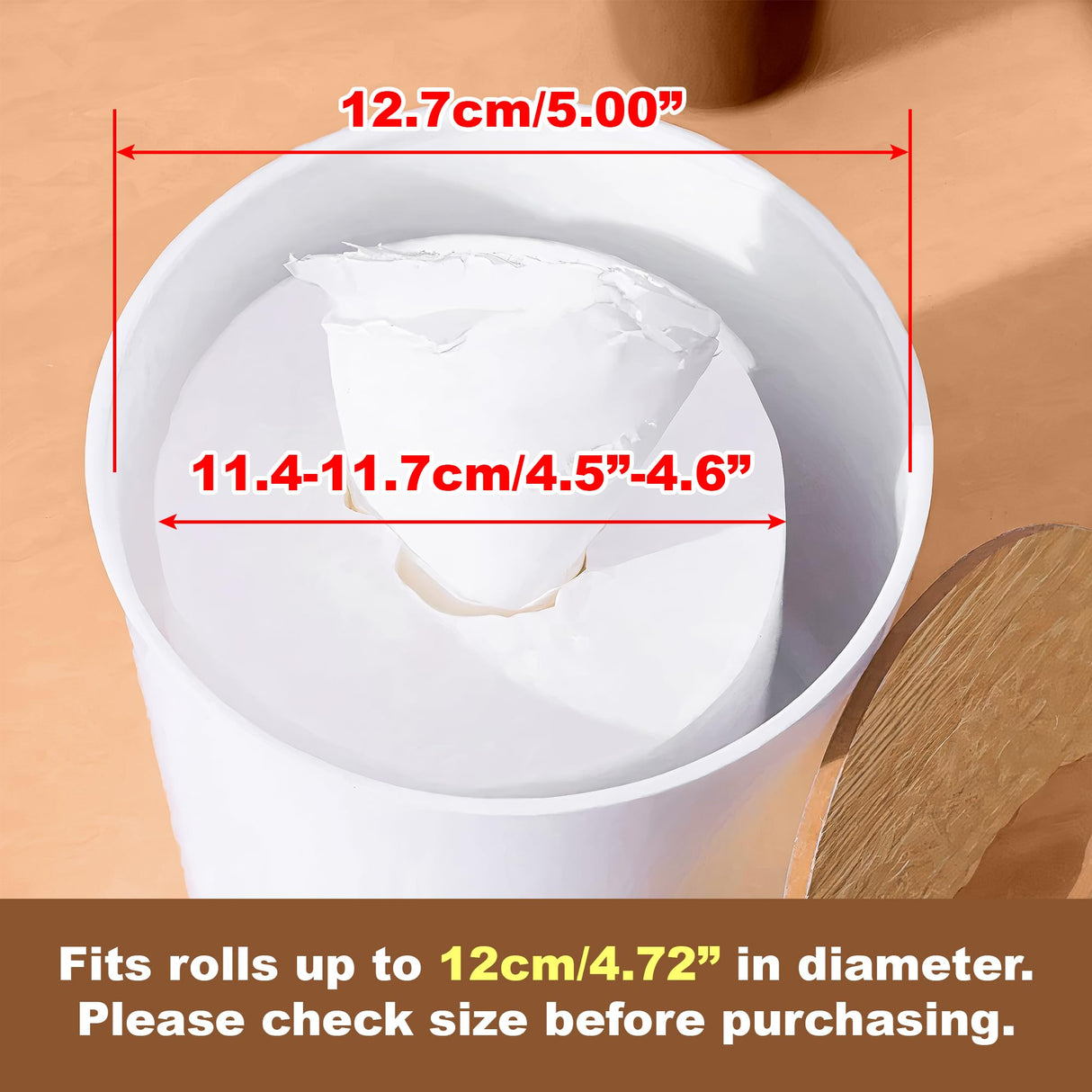 Bamboo Lid Round Tissue Holder Box 5x5'' – Decorative Toilet Paper Roll Dispenser & Dryer Sheet Case – Space-Saving Wood Organizer for Bathroom - for Paper Rolls Under 5 inches only BuleVina