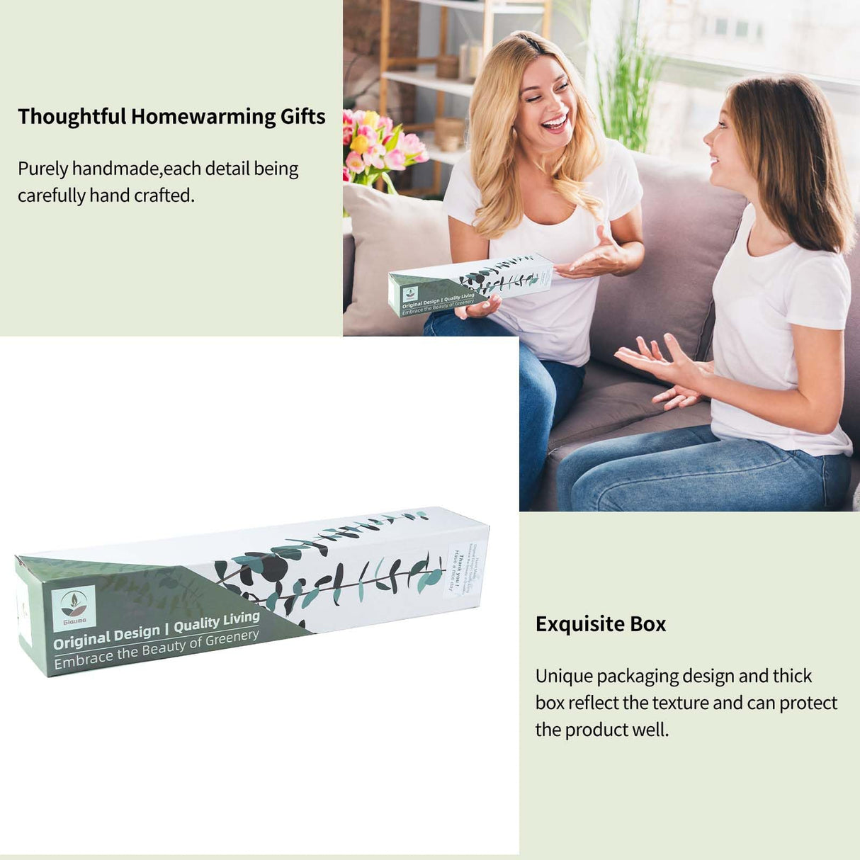 GIAUMA Artificial Eucalyptus Plant Wall Decor Fake Greenery Leaves Stems Wall Hanging Faux Plants on 16.5 inch Wood Stick Boho Rustic Farmhouse Decor for Bathroom Bedroom Dining Room Indoor Home GIAUMA