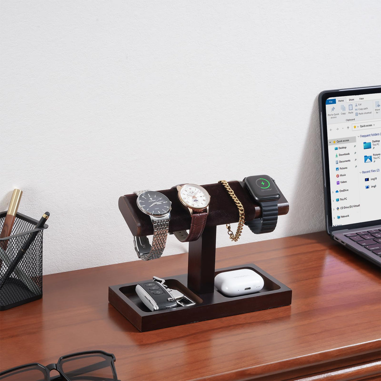 ProCase Wood Watch Display Stand Holder for Men, Wristwatch Tower with T-Bar Design, Hanging Watch Rack, Wooden Wrist Watch Tree ProCase