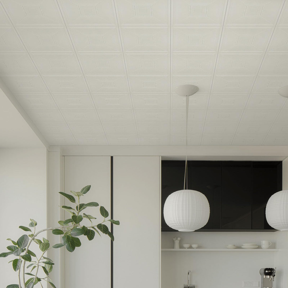 Ceiling Tiles Peel and Stick Waterproof 3D Foam Self-Adhesive Ceiling Sticker 13.8 in×13.8 in, Pack of 16, Covering 21 sq.ft for roof and Wall Elffloor