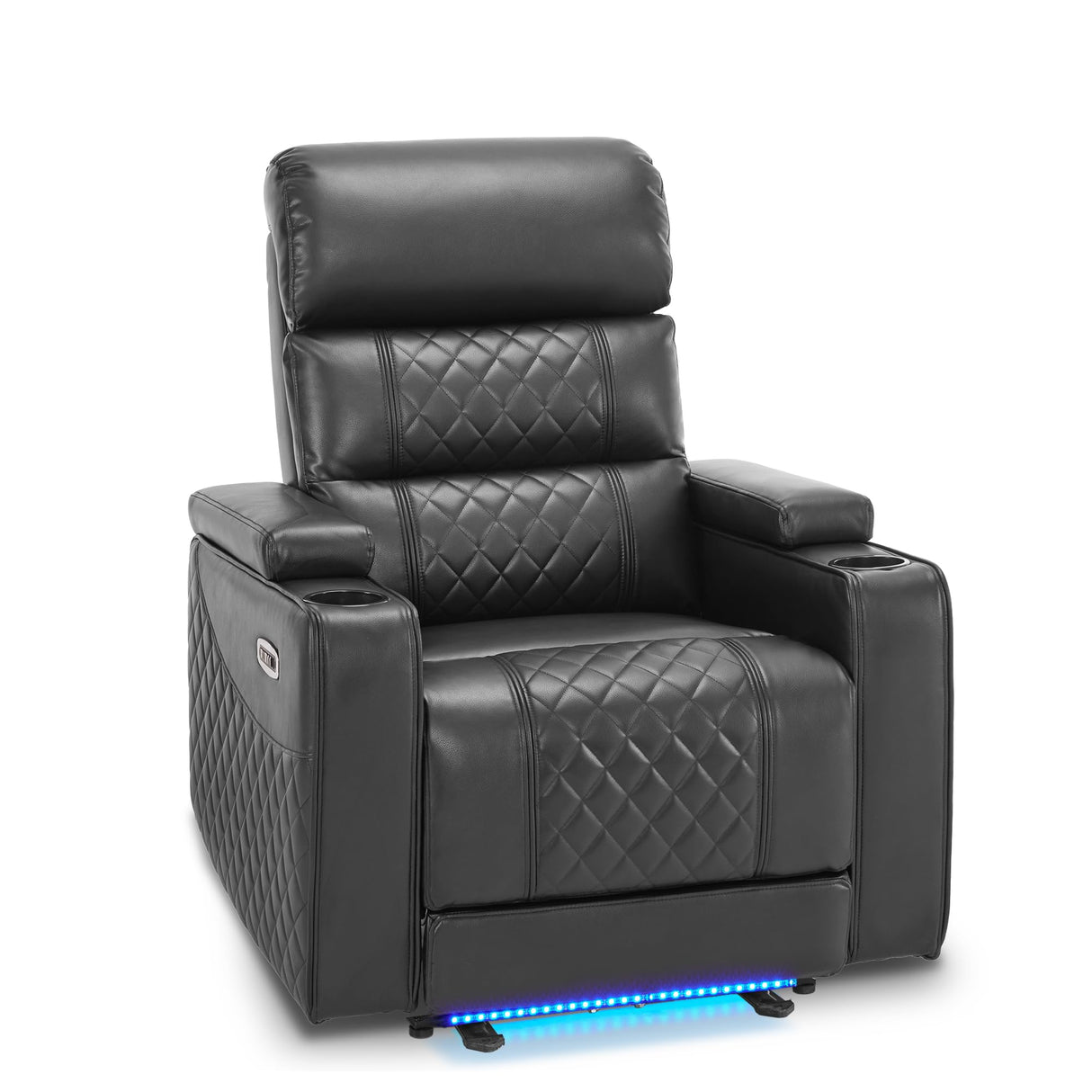 MCombo Power Recliner Chair with Adjustable Headrest, Home Theater Seating with USB & Type-C Port, Armrest Storage & LED Light HTS432SET (Dark Grey, Single Recliner) MCombo