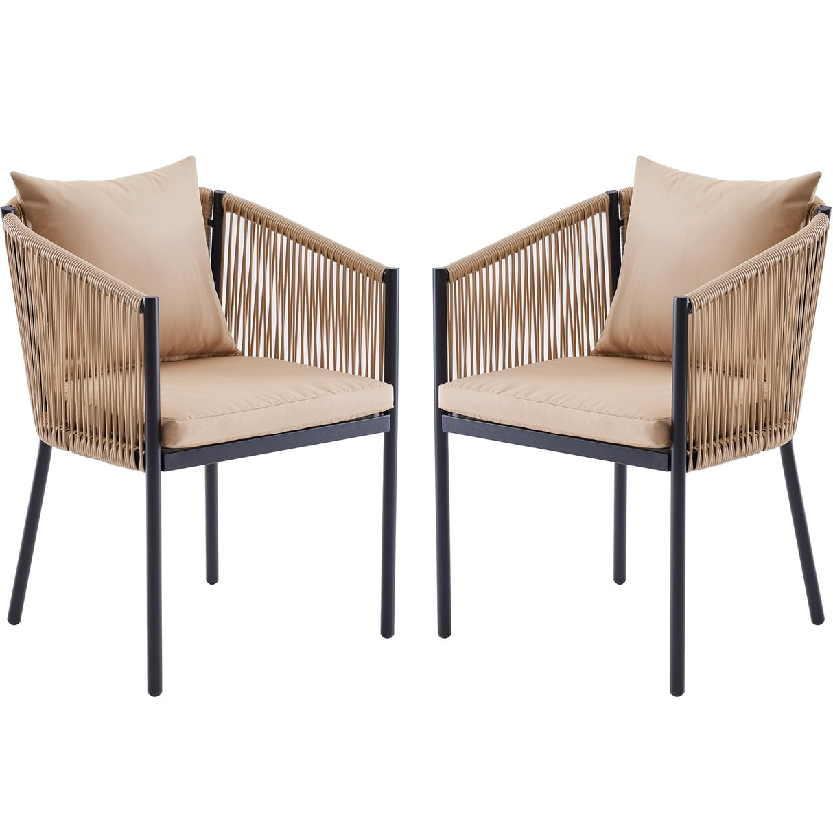 Soohow Outdoor Furniture Set for 2, Outdoor Dining Set Patio Chairs 2 Piece, Rattan Wicker Patio Furniture Chairs with Cushions for Garden, Deck, Backyard, Poolside Soohow