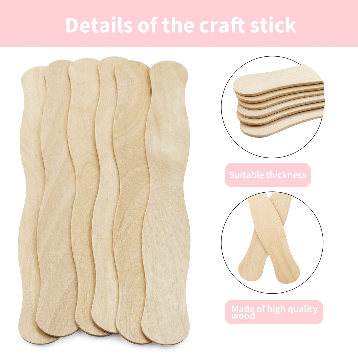 Fansunta 30 Pieces Church Fans Handheld Set, Including Fan Handle Craft Sticks Wavy Wooden Sticks, Blank White Cardstock, Double Sided Tape Church Fans for DIY Crafting Painting Fansunta