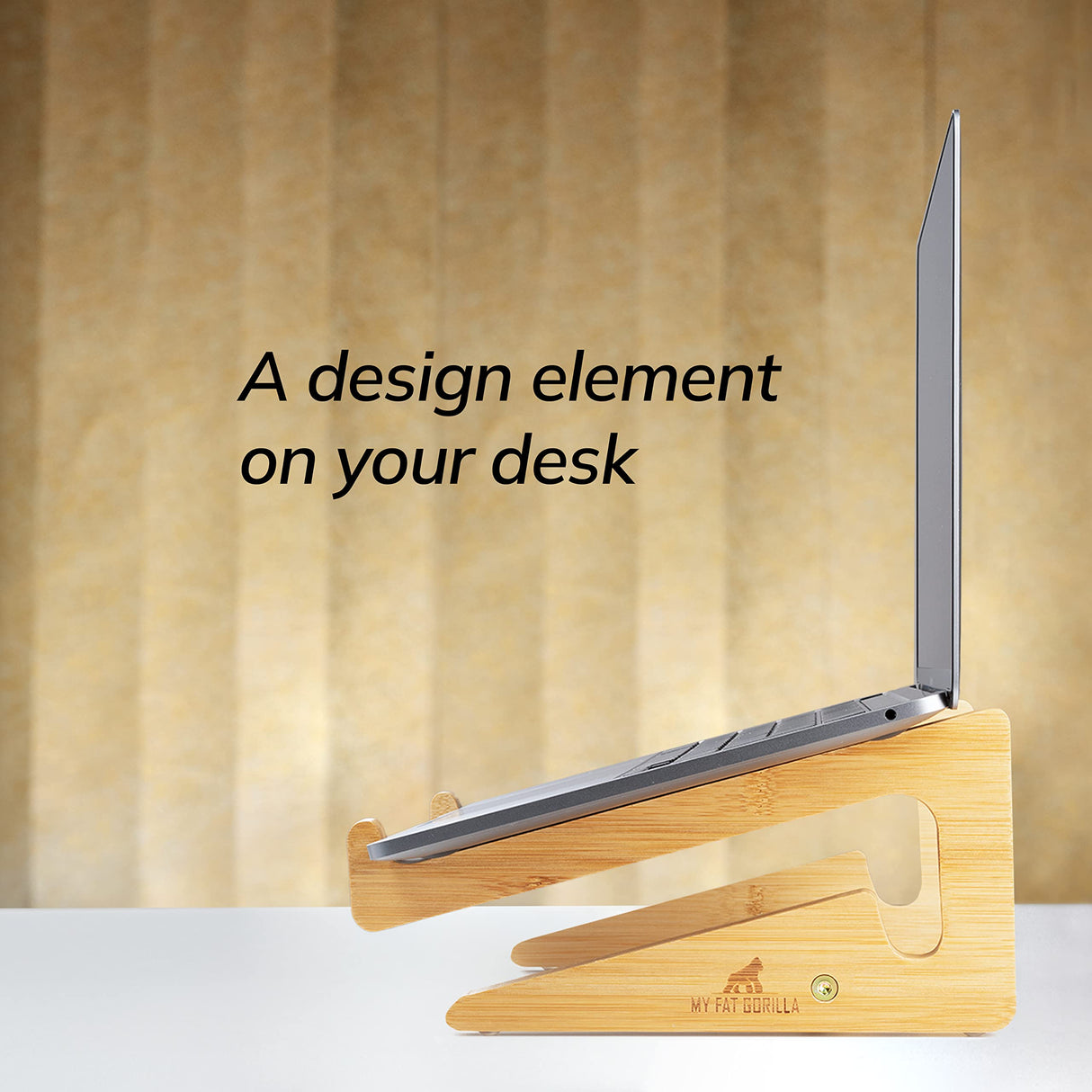 My Fat Gorilla - Wooden Laptop Stand, Wood Computer Stand, Bamboo Laptop Stand Compatible with 10-15'', Universal Laptop Shelf, Ergonomic MacBook Holder, MacBook Stand, Laptop Riser for Desk MY FAT GORILLA