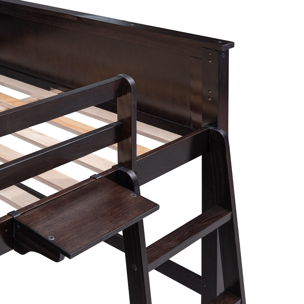 Harper & Bright Designs Full Size Loft Bed with Desk and Storage, Solid Wood Loft Bed Frame with Drawers and Shelves, for Kids Teens Adults -Espresso Harper & Bright Designs