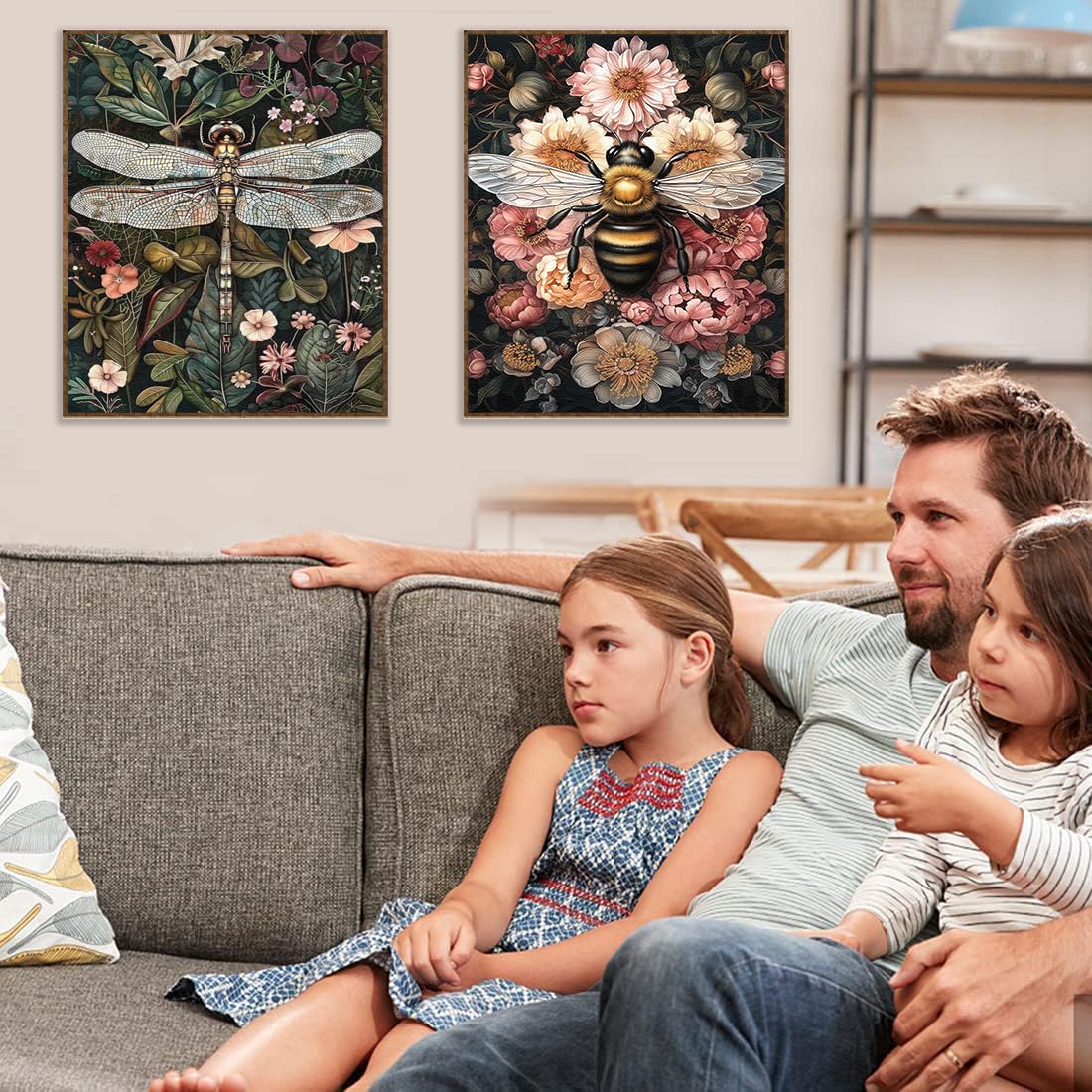 4 Pack Diamond Art Kits for Adults Beginners,Dragonflies, Butterflies, Moths, Bees Full Round Drill DIY Diamond Painting Kits,Paint by Diamonds Dot Gem Art Crystal Easy,Home Wall Decor 12x16Inch Tiwabb