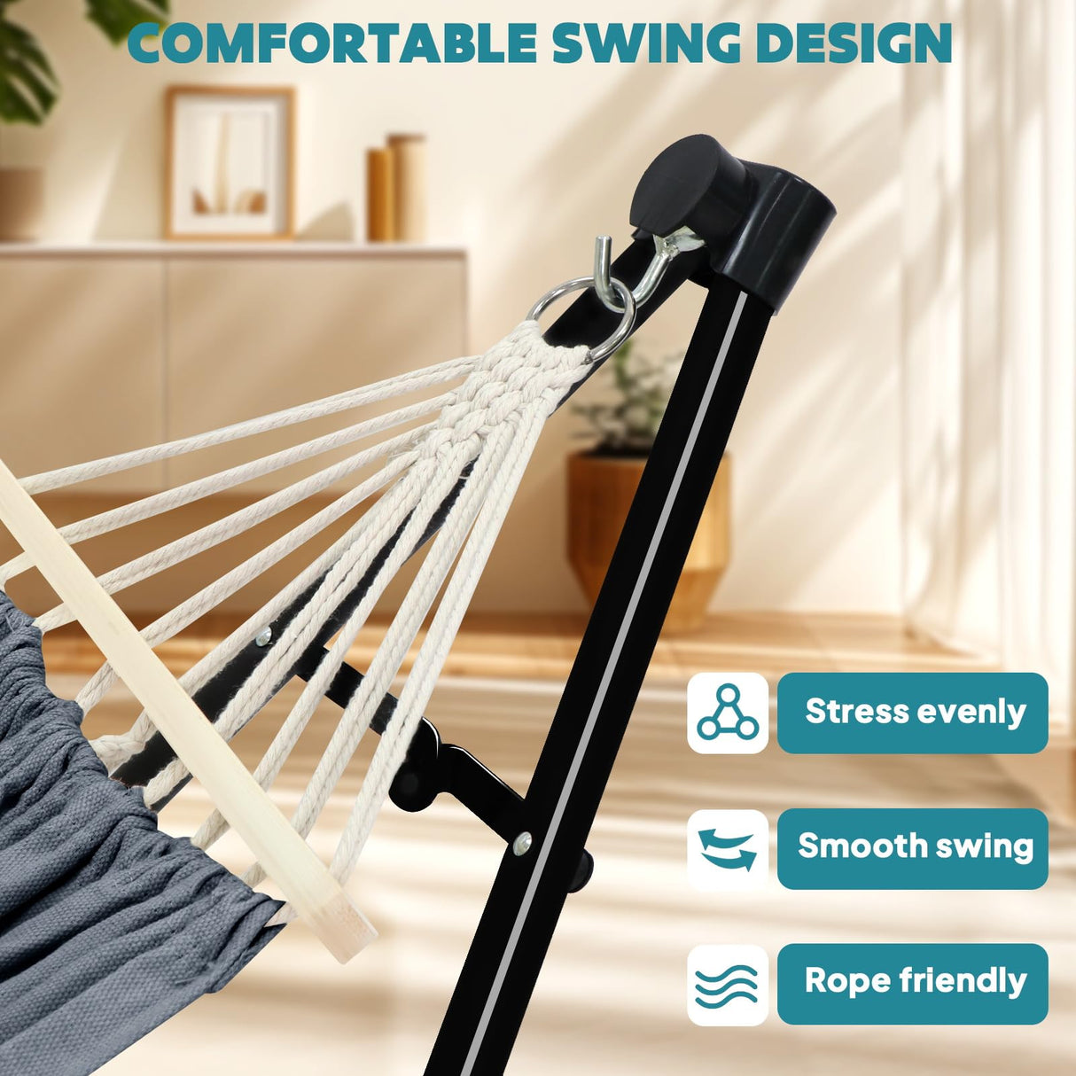 Anyoo 2 in 1 Hammock and Swinging Chair with Collapsible Steel Stand & Carrying Case,Portable & Adjustable,Easy Set Up for Outdoor,Indoor,Porch Swing,Patio,Garden,Camping Trip ANYOO