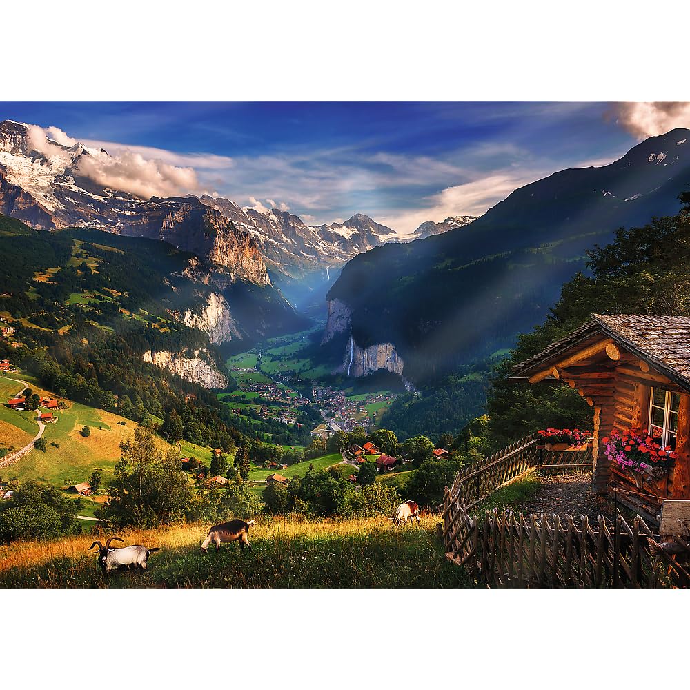 Trefl Lauterbrunnen Valley, Switzerland 1000 Jigsaw Puzzle Premium Plus Photo Odyssey 27"x19" Unique Photographic Series, Perfect Matching of Elements, for Adults and Children from 12 Years Old Trefl