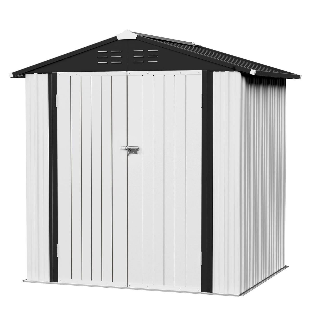 JUMMICO Metal Outdoor Storage Shed 6 x 4 FT Metal Shed with Lockable Door,Waterproof Garden Tool Shed Storage House for Backyard Patio Lawn,White JUMMICO