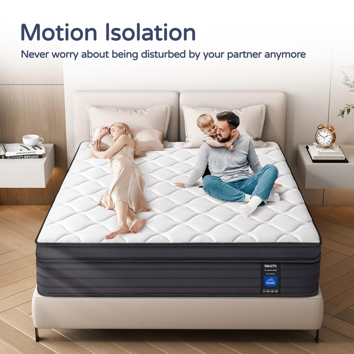 SIMARTH Queen Mattress - 14 Inch Hybrid Queen Size Mattress in a Box, Gel Memory Foam Queen Matress with Motion Isolation and Pressure Relief, Strong Edge Support and Pocket Springs, Medium Firm SIMARTH