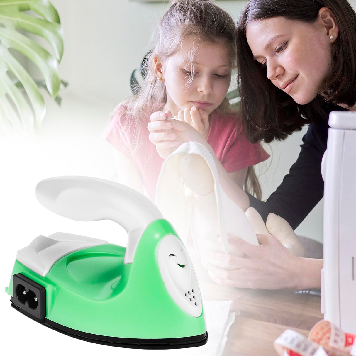 QWORK Mini Craft Iron Mini Heat Press, Heat Machine for Fabrics & Heat Transfer Vinyl, DIY T-Shirts, Shoe, Green QWORK