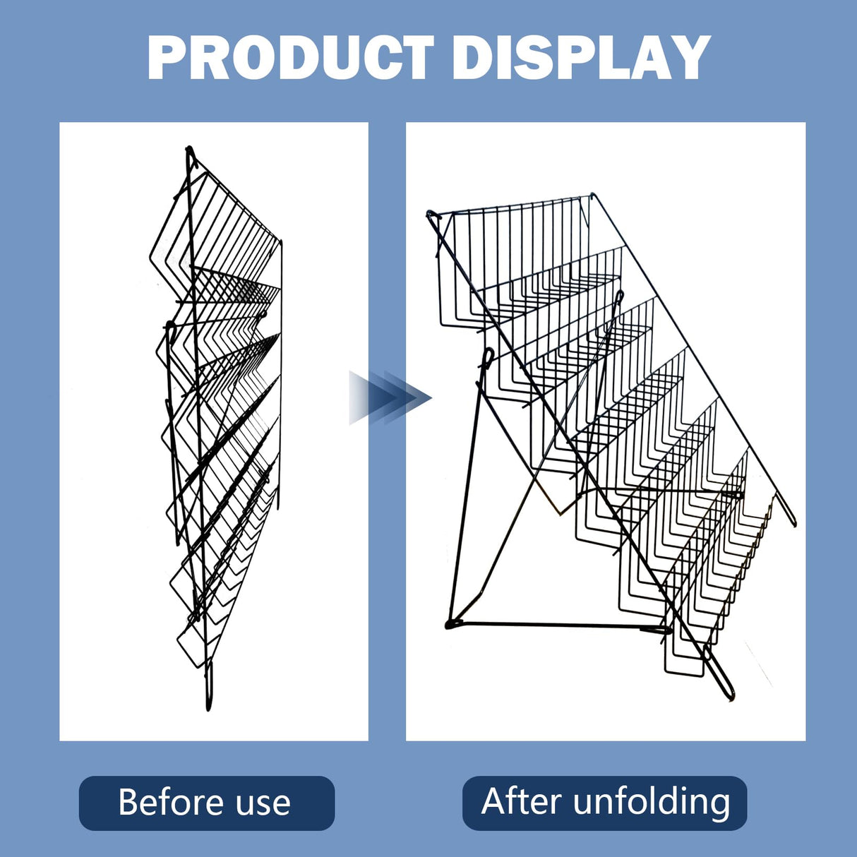 NEESEEYEE 6 Tier Wire Magazine Rack - Comic Book Rack Wide Wire Tabletop Display Rack for Exhibitions Office Table Top Book Brochure Literature Comic Greeting Card Shelf Holder Stand NEESEEYEE