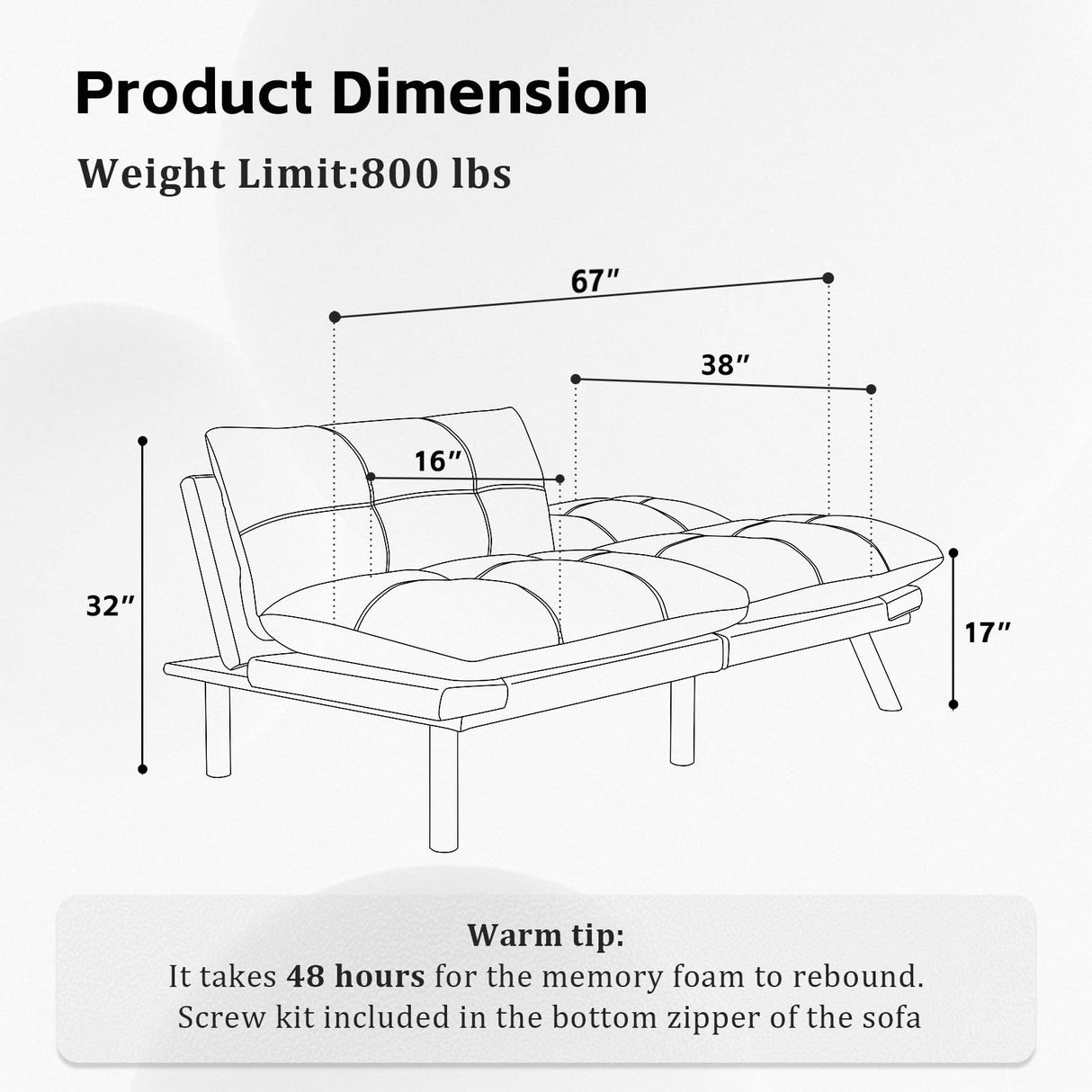 SoarTalent 67” Velvet Futon Sofa Bed Convertible Small Upholstered Couch 2-Seat Loveseat Sleeper with Adjustable Backrest and Armrest for Small Space Apartment,Gaming Room,Office(Black) SoarTalent