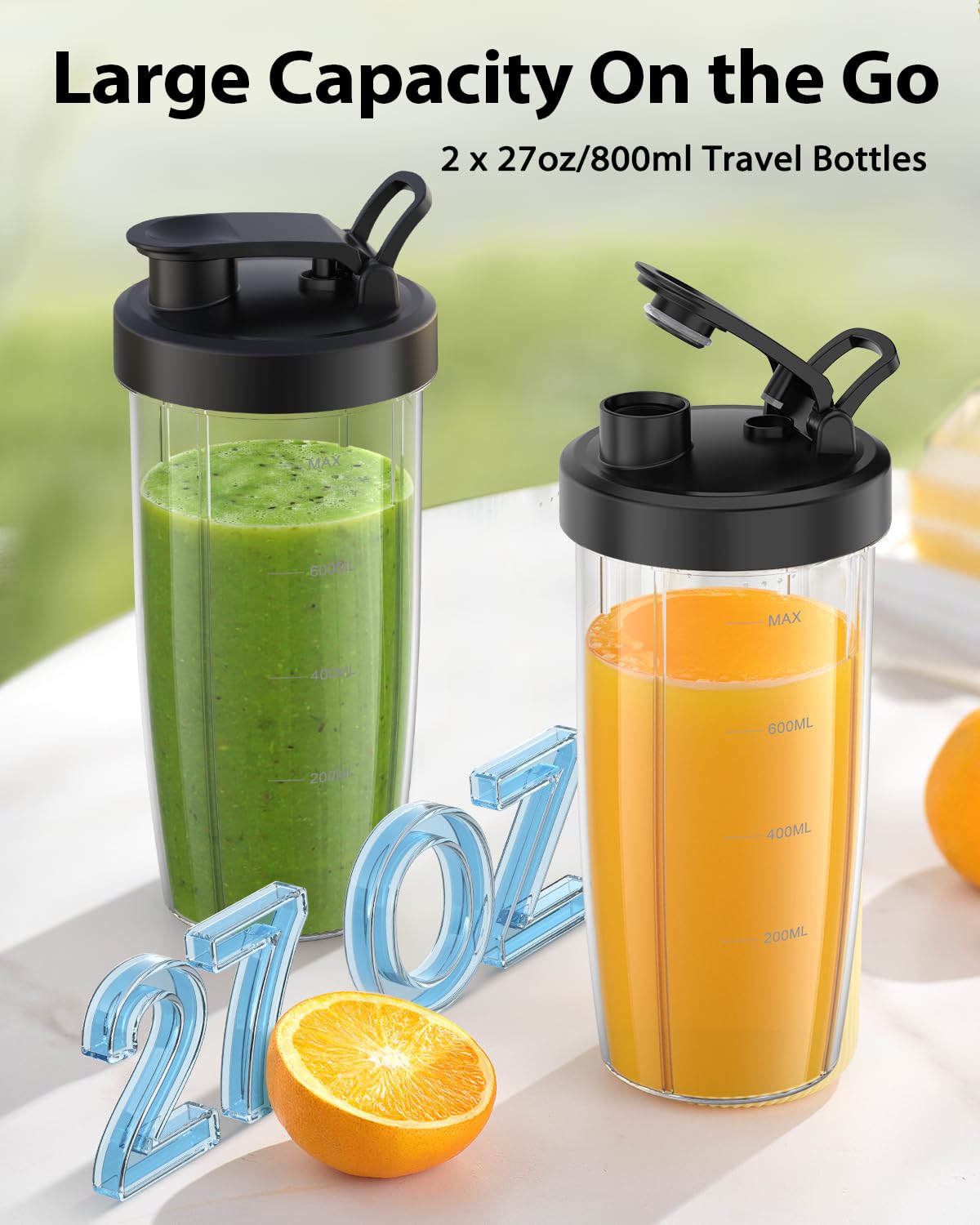 KOIOS Smoothie Blender, 900W Blenders for Kitchen with 27oz No-BPA Portable Bottles and Spout Lids, 3 Modes Personal Mixer Blender for Shakes Smoothies Frozen Drinks, Nutritious Recipe, Black KOIOS