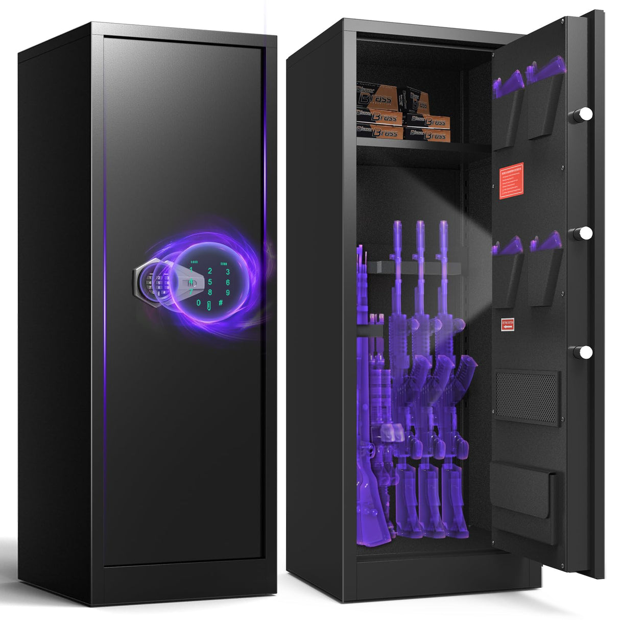 Marcree 8-10 Gun Safe, Large Gun Safes for Rifle & Pistol Storage, Gun Cabinets for Rifles and Shotguns, Gun Cabinet with Quick Home Access and Gun Rack, Long Gun Safe with Dual Alarm & Mute Mode Marcree