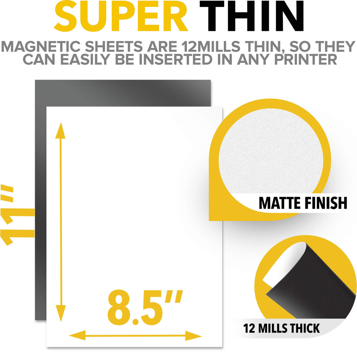 Inkjet-Optimized Printable Magnetic Sheets - 8.5x11 Magnet Paper for DIY Stickers, Decorations, Labels - Easy to Print, Cut & Create Your Own Magnets (Matte, 5pcs) X-bet MAGNET