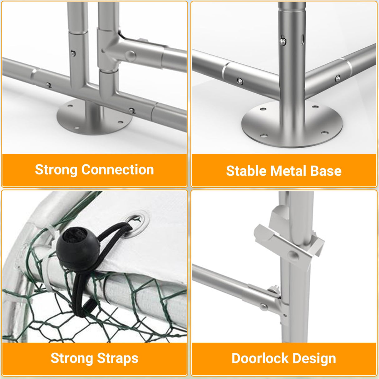 Large Metal Chicken Coop, Chicken Run with Cover, Walk-in Poultry Cage for Yard Outdoor Duck Rabbit Cage Hipicute