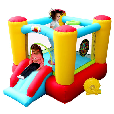 WELLFUNTIME Inflatable Bounce House Slide, Kids Jumping Castle with Blower, 100x77x63 Inch Bouncy Castle