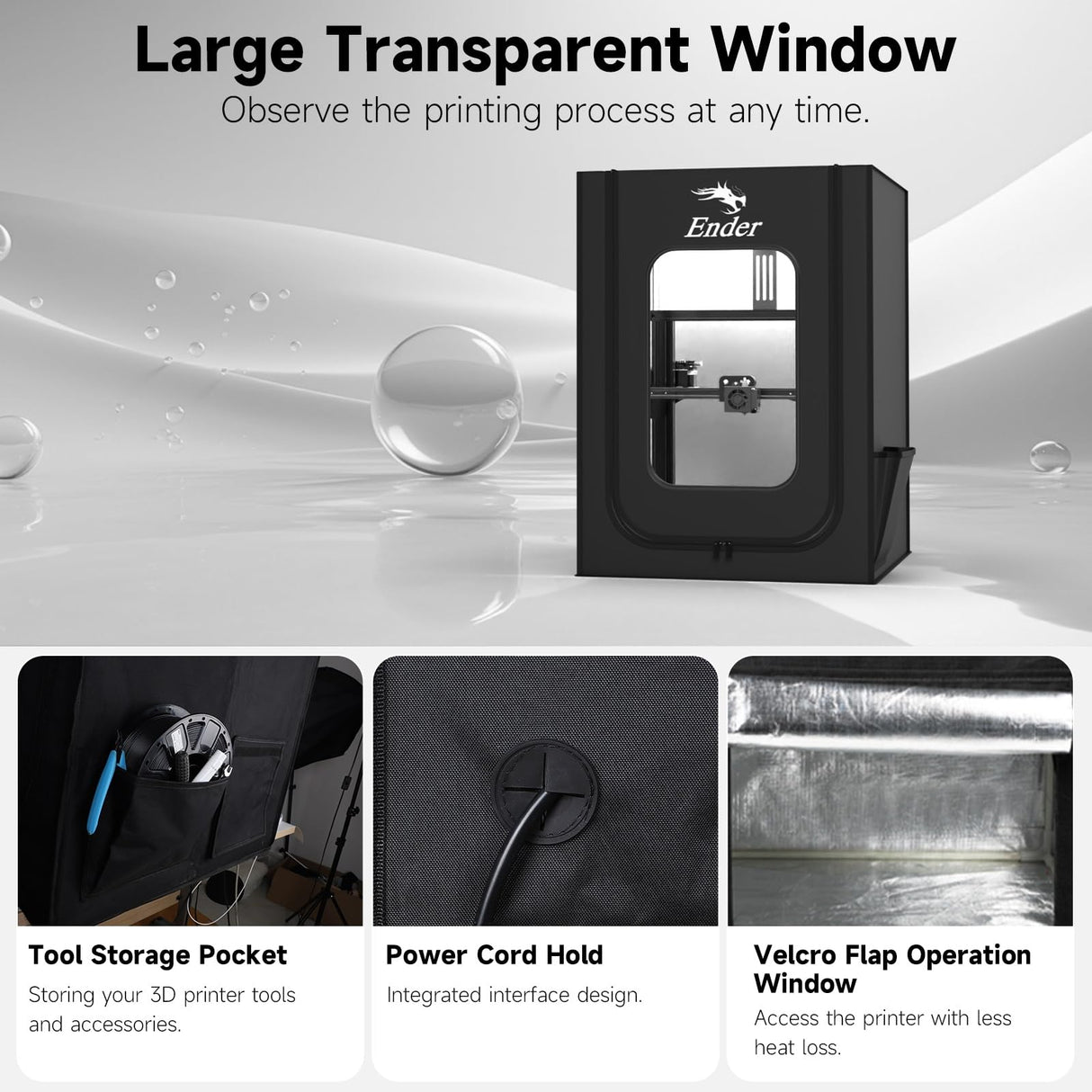 Creality Official 3D Printer Enclosure, Constant Temperature Protective Cover Fireproof Dustproof 480 * 600 * 720mm for Ender 3 V3 SE/Ender 3/Ender 3 V2/Ender 3 V2 Neo/Ender 3Pro/Ender 3Neo/Ender 3S Creality