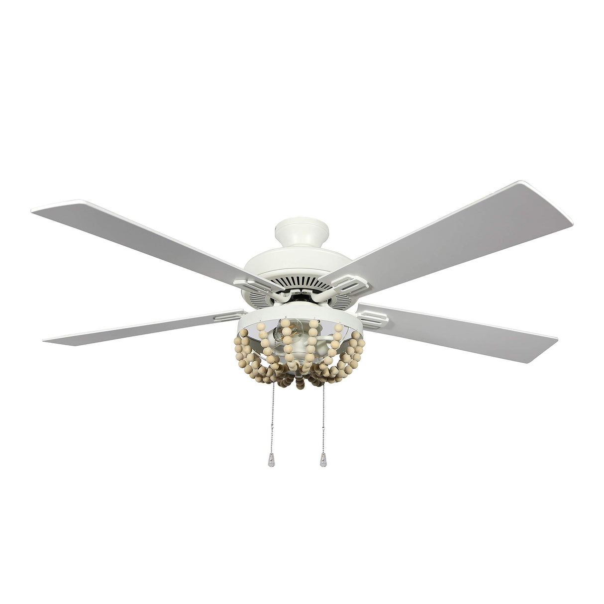 RIVER OF GOODS Coastal 52 Inch Wooden Bead LED Ceiling Fan, Cream RIVER OF GOODS