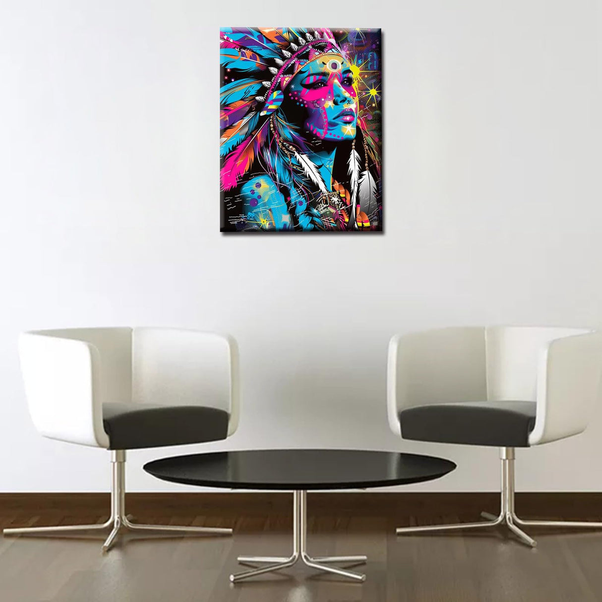 Indian Girl 5D Diamond Painting Kits for Adults, Tribal Culture Full Drill Round Diamond Cross Stitch Body Painting Diamond Painting by Number Kits Easy to Paint on Canvas for Home Decor 12x16 inch Tucocoo