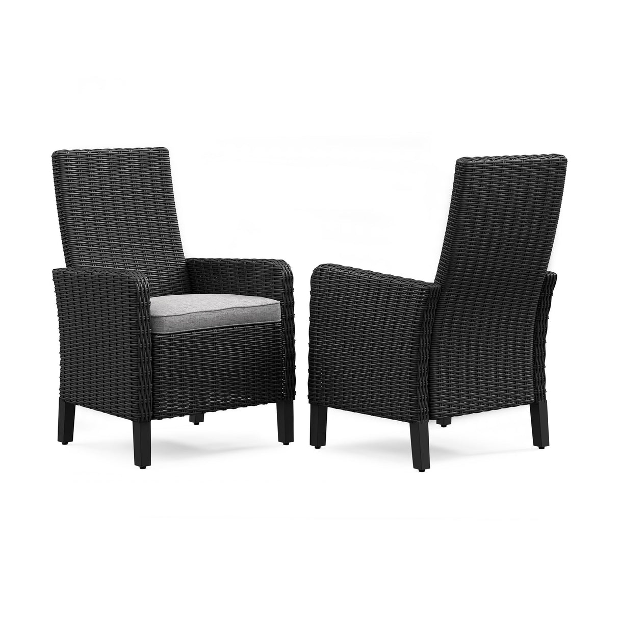 Signature Design by Ashley Beachcroft Casual Weather Resistant Outdoor Arm Chair with Cushion, Set of 2, Light Gray & Black Signature Design by Ashley