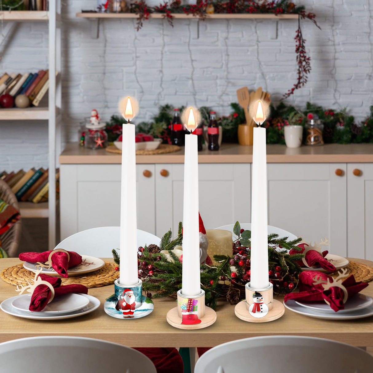 Havawish 24 Pcs Unfinished Blank Wooden Candlestick Holders Bulk Taper Candle Holders with Metal Candle Cups DIY Painting Decor for Wedding, Party Table Dining Decor Havawish