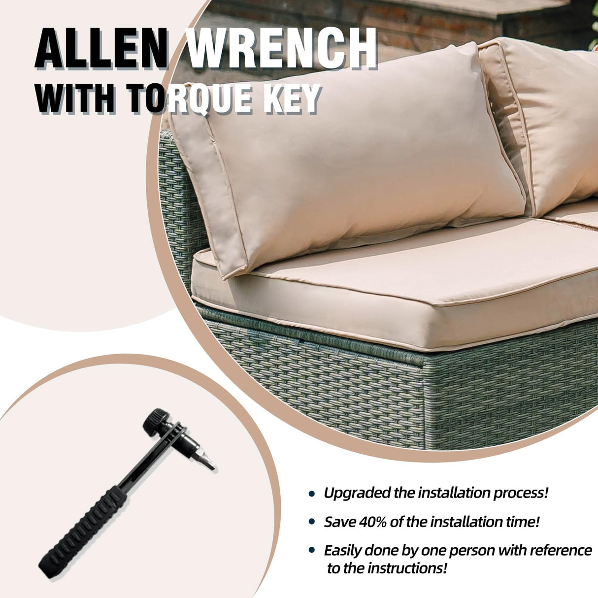 Skyfish 7 Pieces Patio Furniture Set - Outdoor Sectional Wicker Rattan Furniture with Cushion and Glass Table Patio Conversation Sets for Porch Poolside Backyard Outdoor Sofa Set Modular Sofa Skyfish