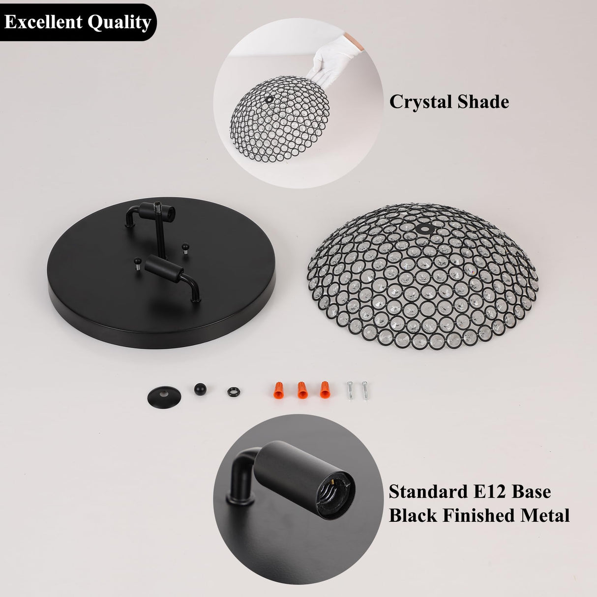 Sheenkarion Modern Black Flush Mount Crystal Ceiling Light,2-Light Crystal Chandelier Ceiling Lighting for Bedroom Living Room Closet Kitchen,Hallway Light Fixtures with Sparkling Crystal Metal Shade Sheenkarion