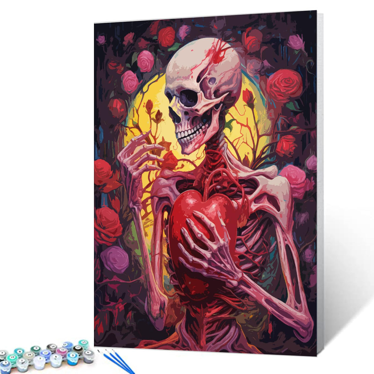Tucocoo Heart Skull Paint by Numbers for Adults Trippy Flower DIY Plant Paint by Number for Adults Beginner Flower Anatomy Painting Picture for Home Wall Decoration 16x20inch Unframed Tucocoo