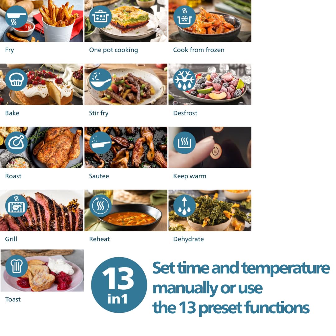 Philips Air Fryer 2000 Series 13-in-1 functions, 6.6 Quarts, Compact Design with Cooking Window, Black, (NA230/00) Philips Kitchen Appliances