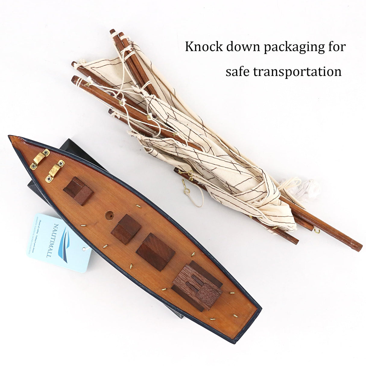 NAUTIMALL 15" Wooden Sailboat Decor Classic Columbia America's Cup Ship Model Nautical Yacht Decor (CLB39-ClassicWood) NAUTIMALL