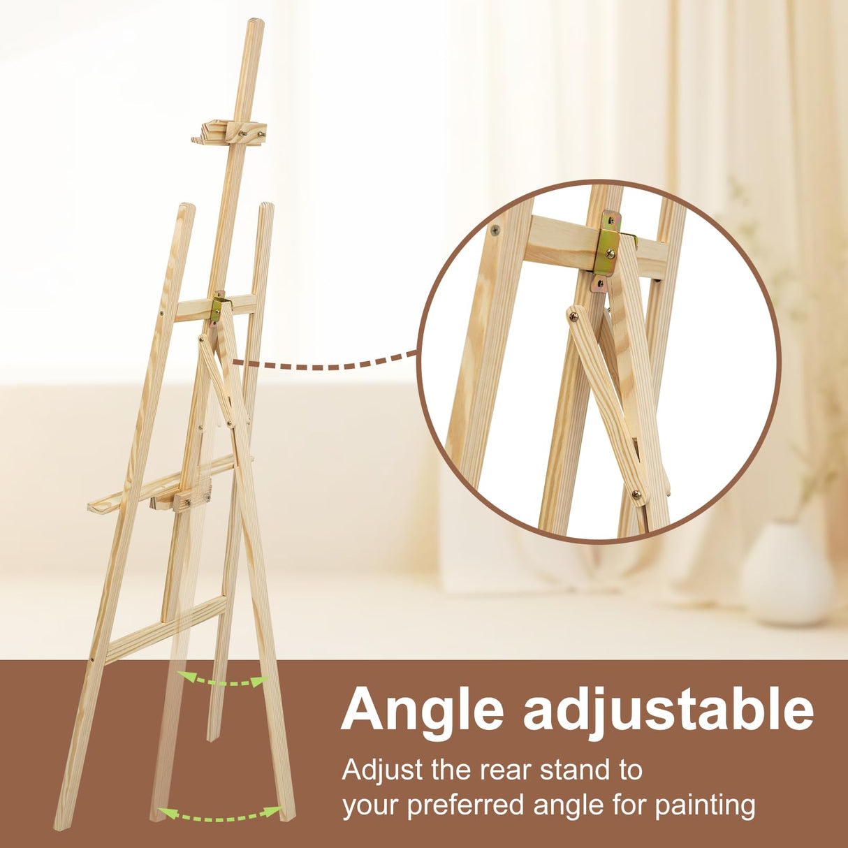 JEAWIWI 1Pcs Wooden Easel for Painting-Adjustable Easel Stand for Painting and Canvas, Holds Up to 42", Lightweight Pine Art Easel Stand, Large Easel for Painting for Beginners, and Artists JEAWIWI
