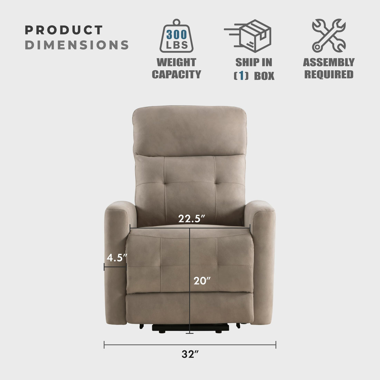 Lexicon Power Lift Recliner with Heat and Massage for Adults Elderly Ergonomic, Textured Microfiber Tufted Lounge Chair Classic Single Sofa Recliner with Side Pockets, Home Theater Seating, Brown Lexicon