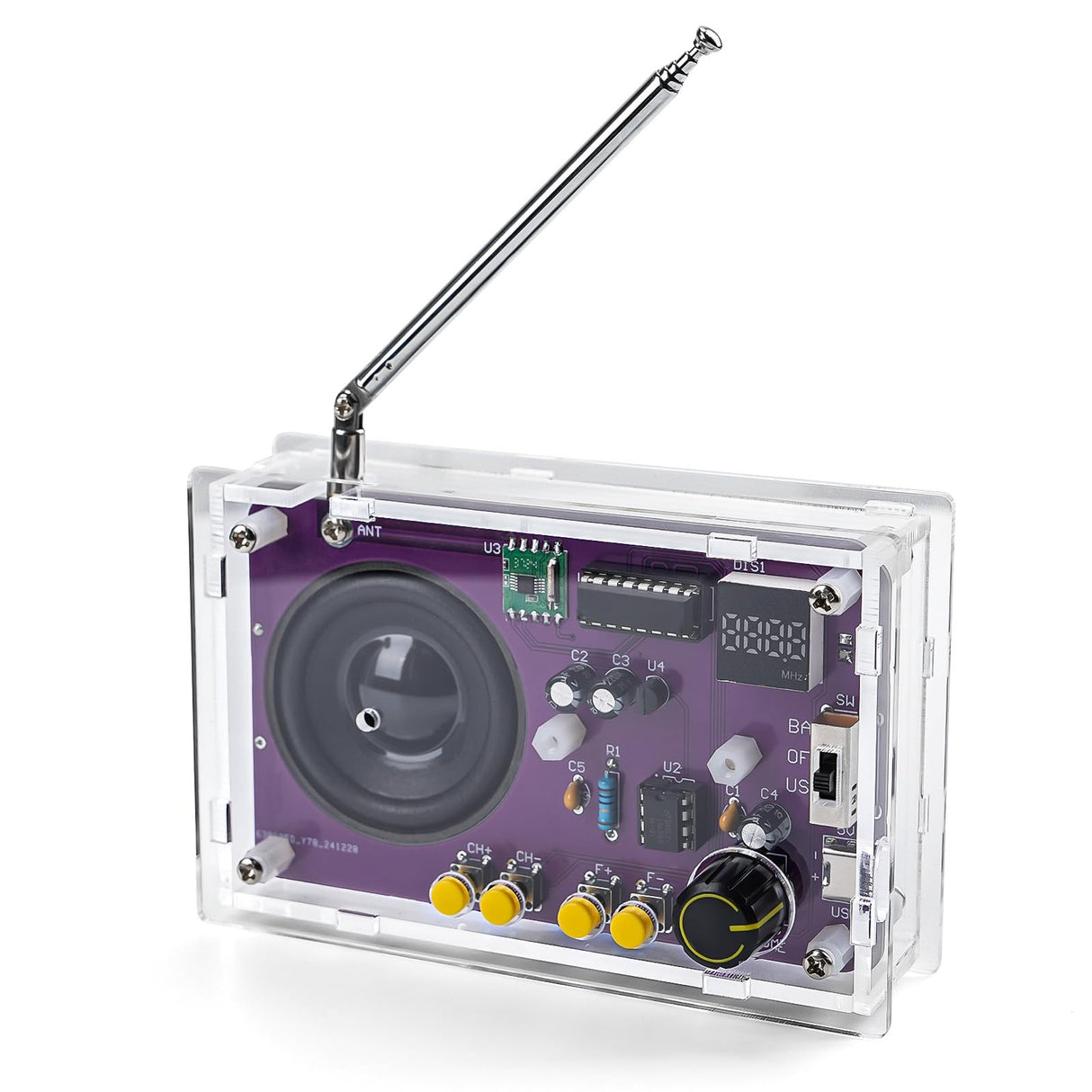 Radio with 2inch Speaker and Acrylic Case, DIY FM Radio Soldering Project, Electronic Soldering Practice Kit for High School STEM Education LEPANDA