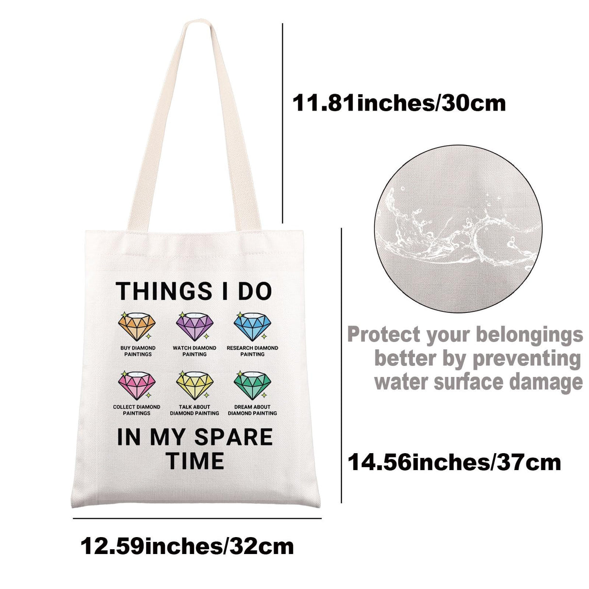 G2TUP Diamond Painting Tote Bag Diamond Art Gift Things i Do In My Spare Time Diamond Art Painting Shoulder Bag (Things i Do Diamond) G2TUP