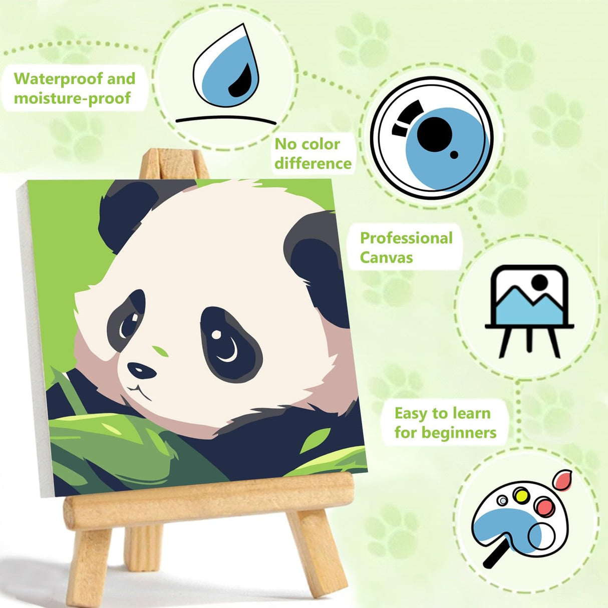 Reivworl Paint by Numbers Kit for Kids with Frame and Easel, Panda Paint by Number Kids Age 5-8-12, Paint by Numbers Gifts and Home Decor (8X8 Inch) Reivworl