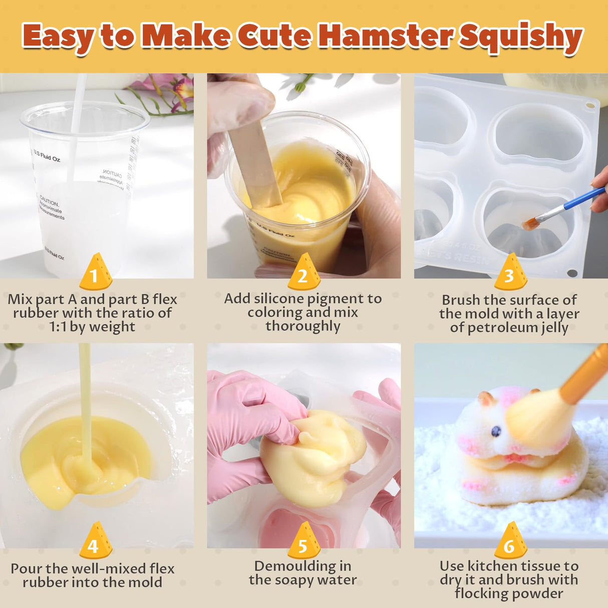 LET'S RESIN 4-in-1 Hamster Silicone Molds for Taba Squishy, 3D Animal Molds to Make Decompression and Cute Birthday Gift for Hamster Lover, Flexible and Durable Resin Mould LET'S RESIN