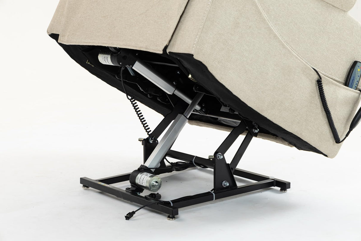 LITVZ 180 Degrees Lay Flat Lift Recliner Chair with Heat and Massage, Dual Motor Infinite Position Electric Power Lift Recliners for Elderly, Big Man Up to 400 LBS, Seniors, White LITVZ