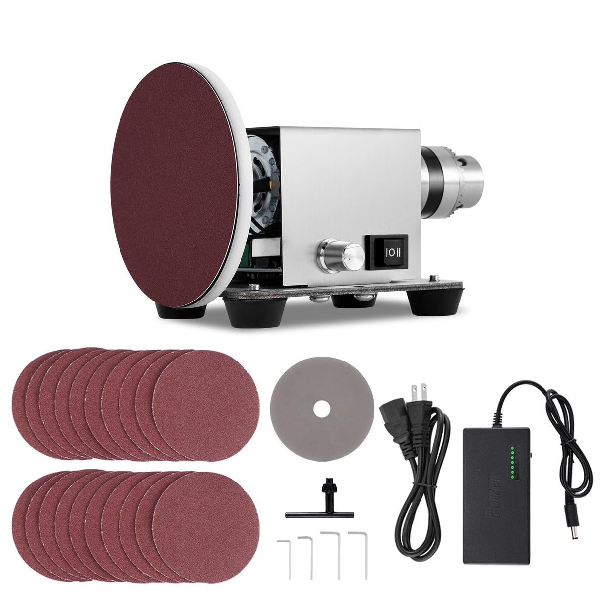 Electric Resin Polishing Machine 120W, Epoxy Resin Sanding and Polishing Kit, Stepless Speed Control, with 20 PCS Sandpapers for Wood, Stone, Plastic, Jewelry Sanding MXBAOHENG