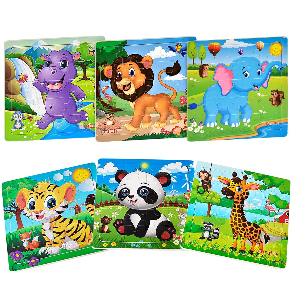 Puzzles for Kids Ages 3-5 Toddler Wooden Toys Montessori Learning Education Preschool Sets Games for Boy Girl 3 4 5+ Years Old, Pack of 6 (20 Pieces) CHAFIN