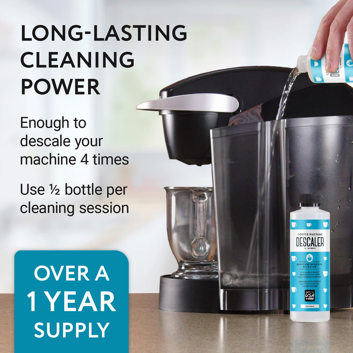 Descaler (2 Pack, 2 Uses Per Bottle) - Made in the USA - Universal Descaling Solution for Keurig, Nespresso, Delonghi and All Single Use Coffee and Espresso Machines IMPRESA