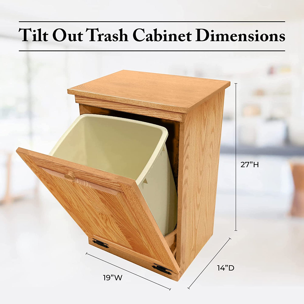 Peaceful Classics Tilt Out Trash Cabinet- Amish Handcrafted Wooden Pull Out , Decorative Trash Bin Cabinet for Kitchen, Bedroom, & Home Patio, Laundry Hamper Cabinet, Golden Oak Peaceful Classics