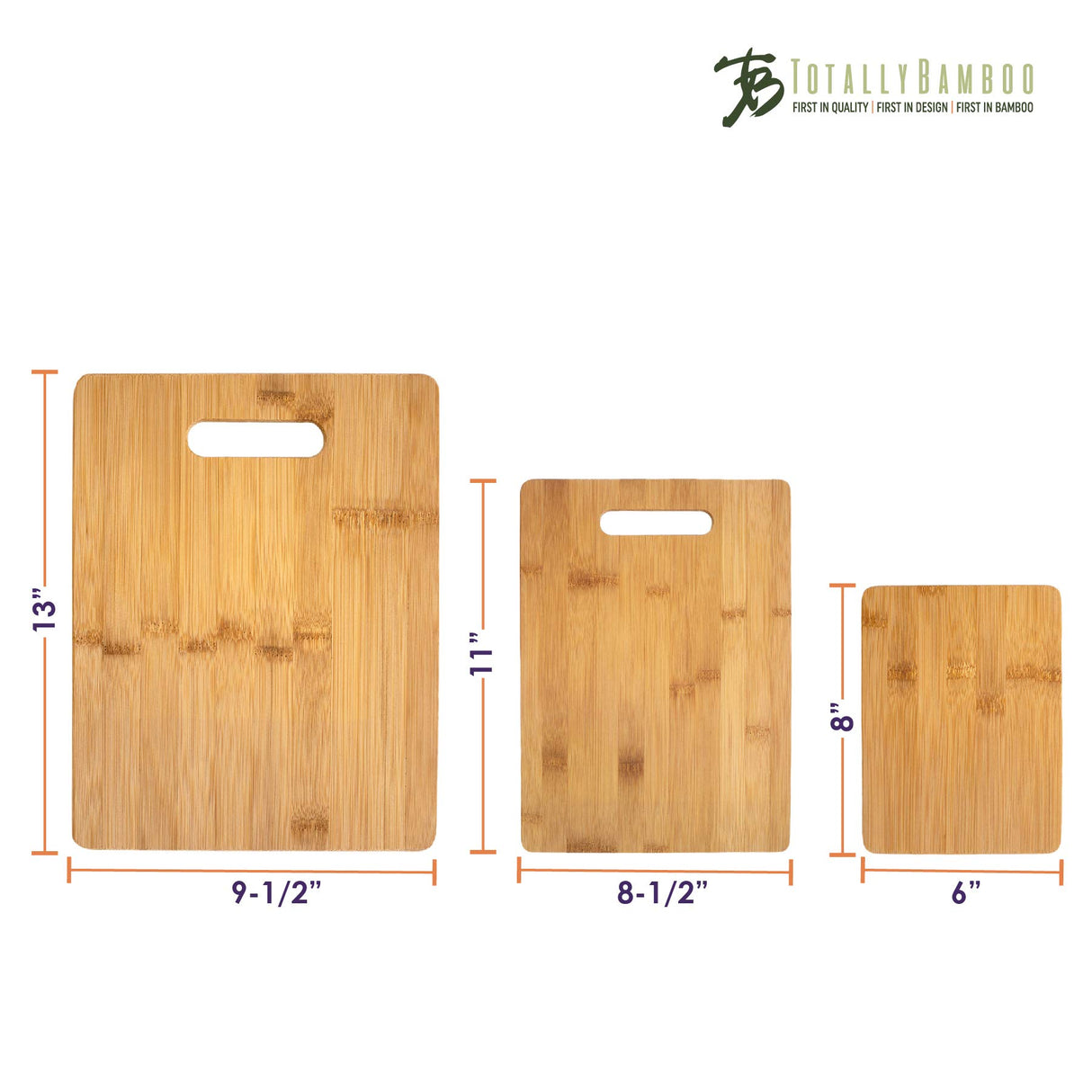 Totally Bamboo 3-Piece Bamboo Cutting Board Set; 3 Assorted Sizes of Bamboo Wood Cutting Boards for Kitchen Totally Bamboo