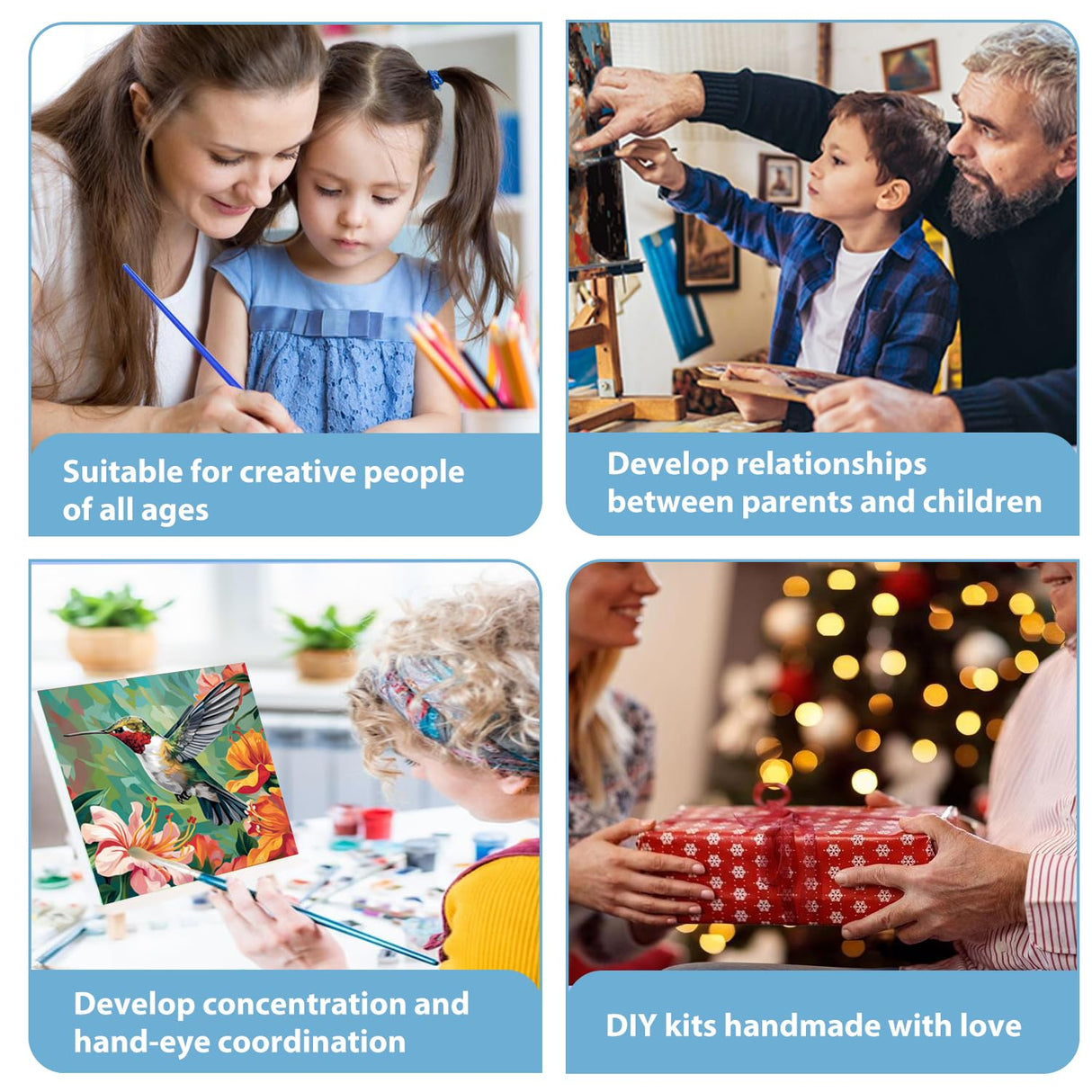 Hummingbird Paint by Numbers Kit for Adults Beginner, Bird Paint by Numbers with Frame and Easel, DIY Crafts Painting by Number for Gift Home Wall Decor 9.84x9.84 inch hkejoi